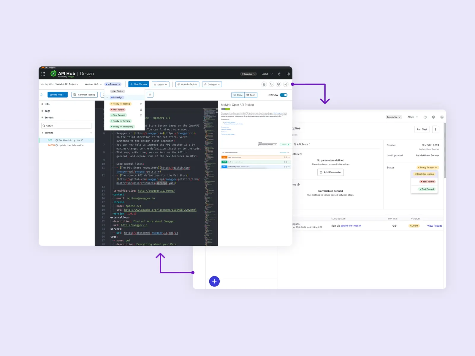 Seamless workflow between API Design and Test — preview
