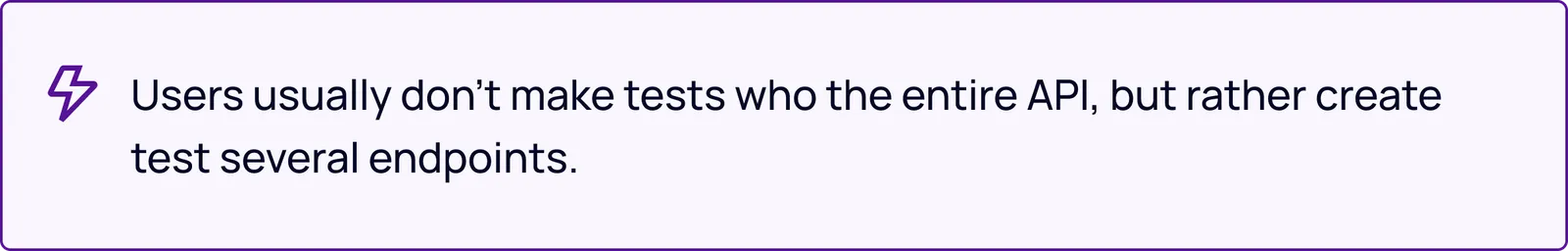 Insight: users usually don't test the entire API — they create tests for several specific endpoints.